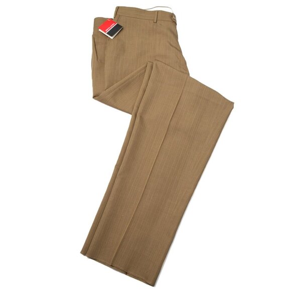 Vintage Pierre Cardin Dress Pants Trousers Flat Front Slacks Tan Sz 40 NEW - Picture 2 of 13